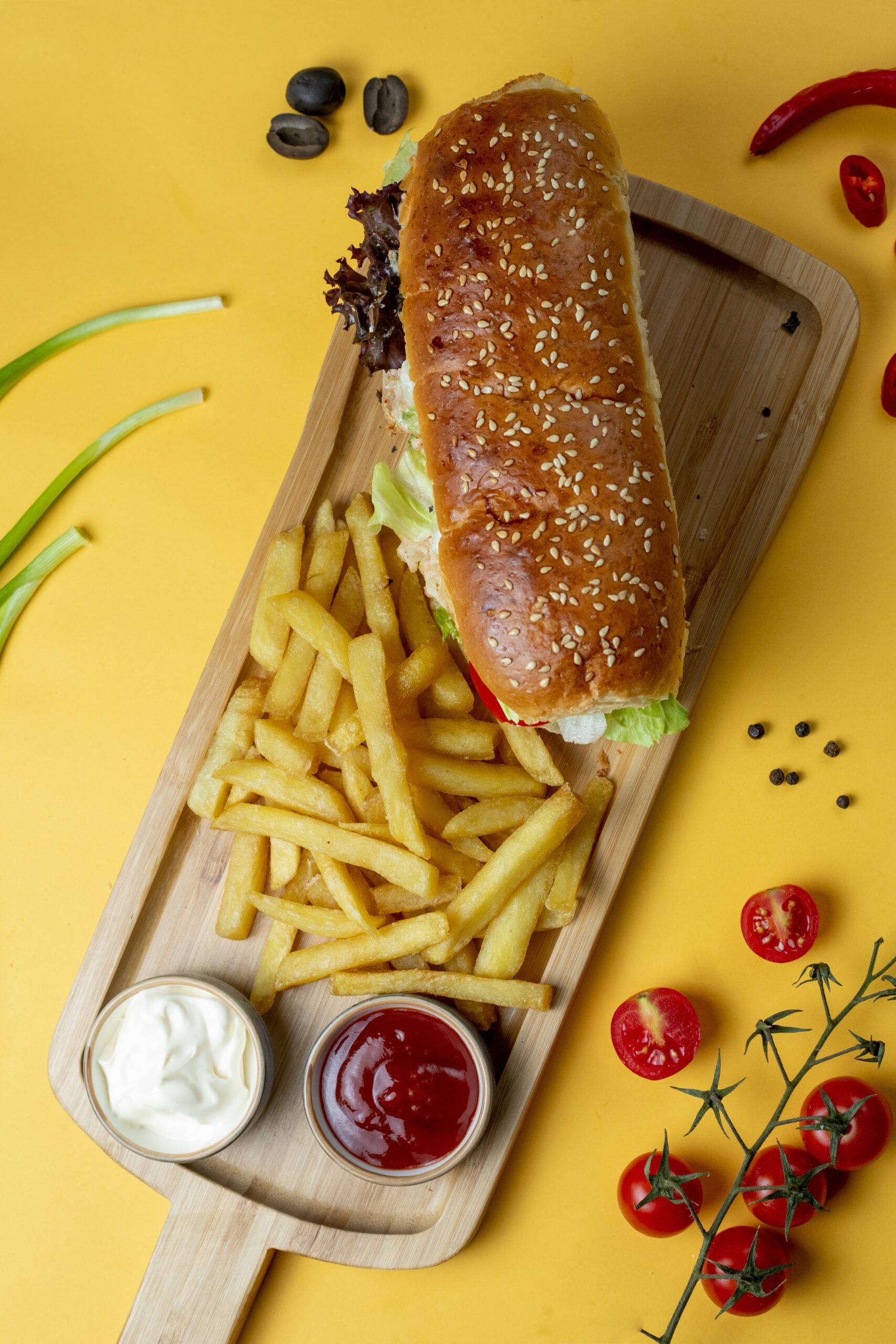 Juicy chicken burger with crispy patty served at Food Valley Layyah